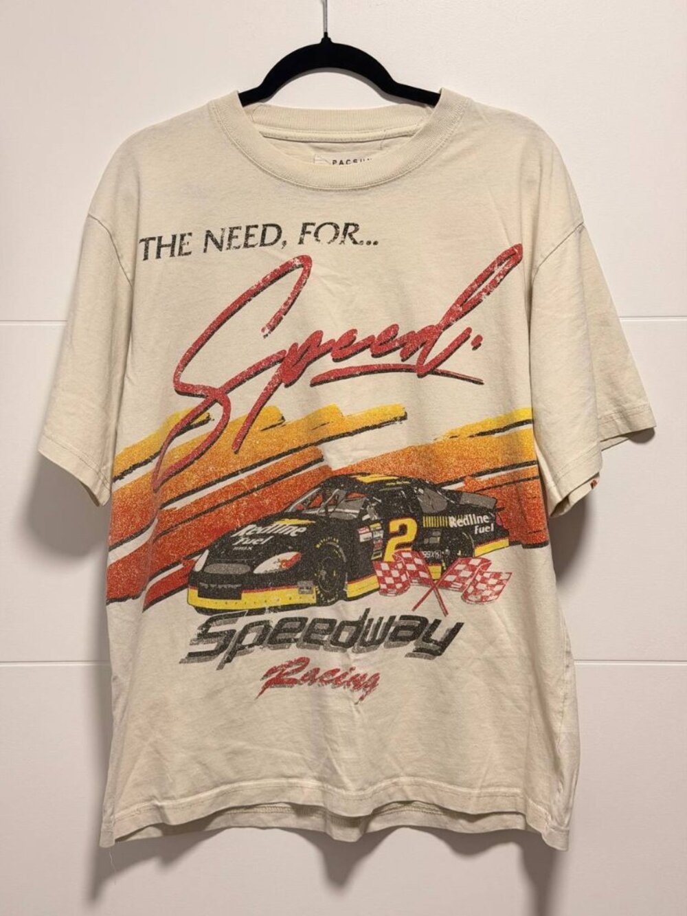 Pacsun Speedway Racing Tee | Unisex (Size M) | Off-White